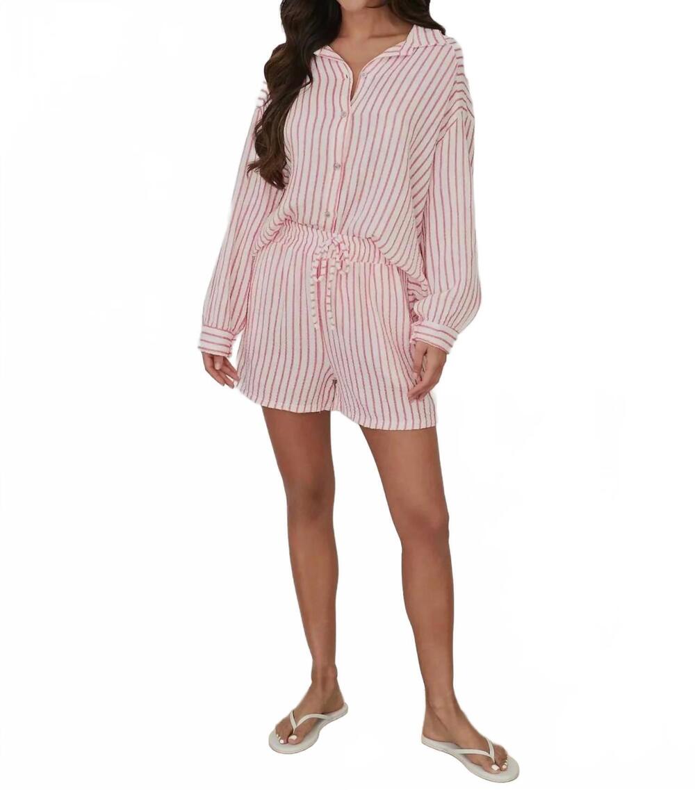 NEW MILIO MILANO seersucker short set in red/white
